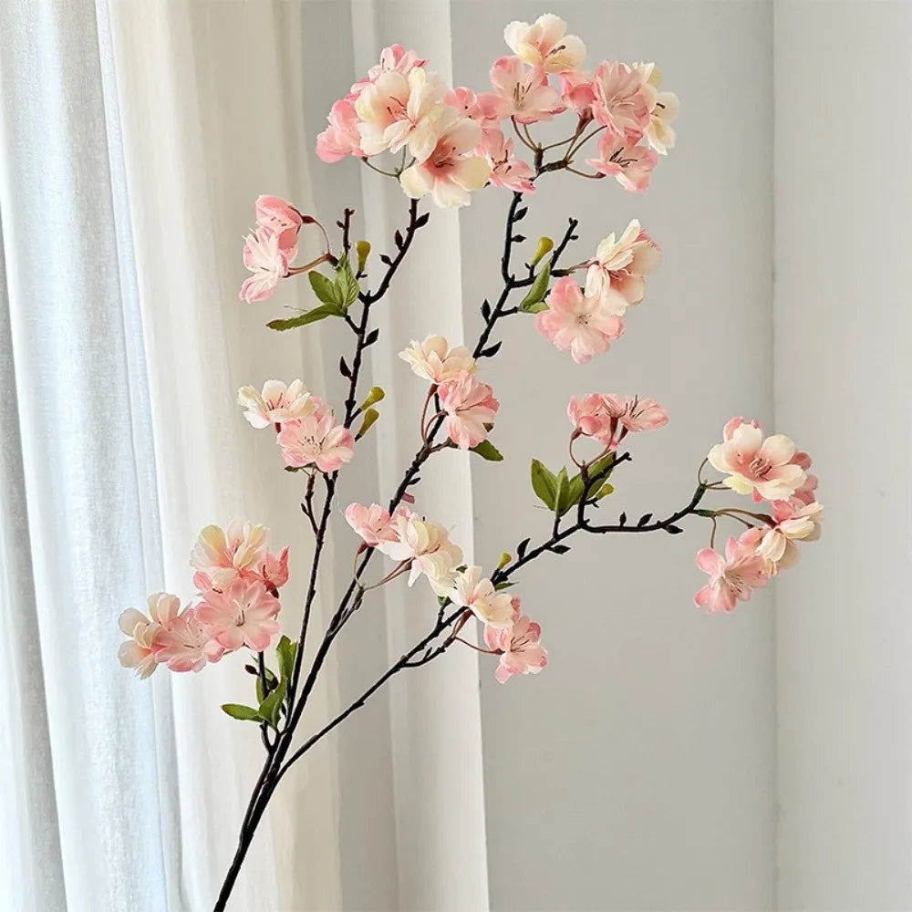 Pink Artificial Sakura Flower Decorative Silk Artificial Faux Plants Long Branches Peach Fake Cherry Blossoms Wedding Decoration