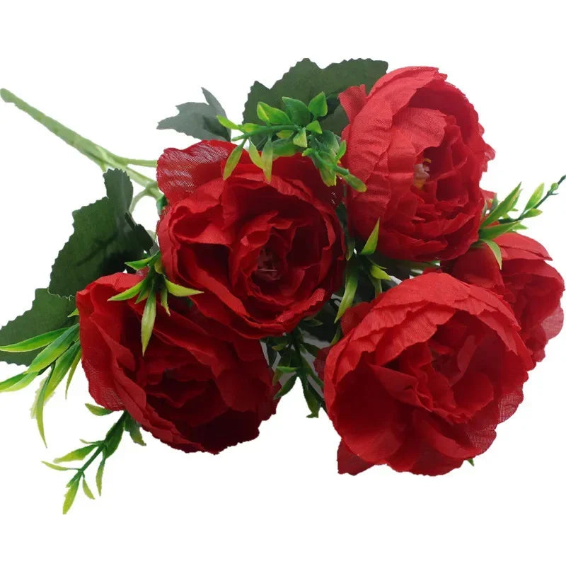 6 Head Autumn Artificial Peony Flowers for Wedding Decoration with Flower Arrangements Home Decoration Room Wedding Photography