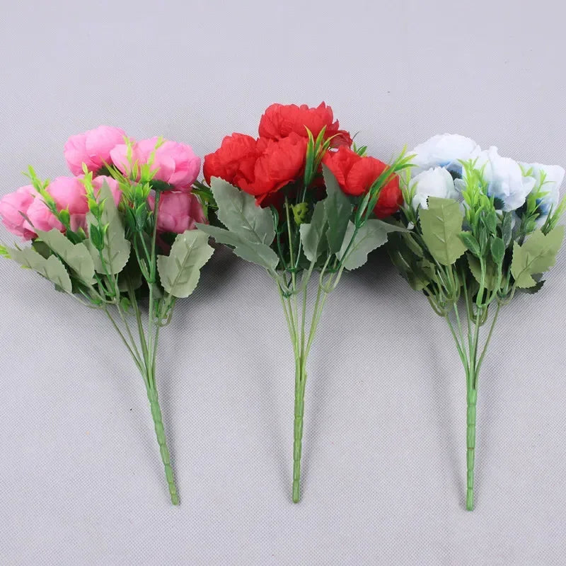 6 Head Autumn Artificial Peony Flowers for Wedding Decoration with Flower Arrangements Home Decoration Room Wedding Photography