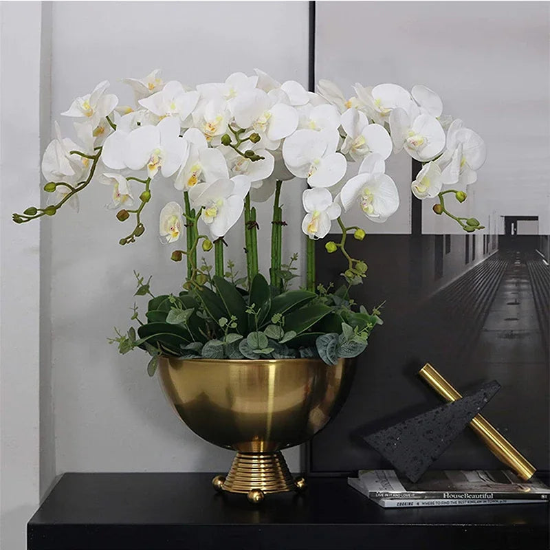 32" Artificial Butterfly Orchid Set Fake Latex Flowers 6 Pcs Artificial Orchid Stem Plants Real Touch Hand Set for Wedding Home