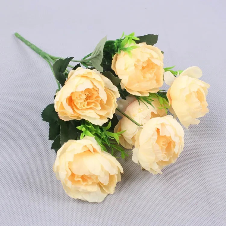 6 Head Autumn Artificial Peony Flowers for Wedding Decoration with Flower Arrangements Home Decoration Room Wedding Photography