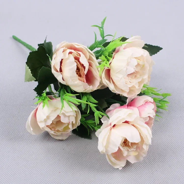 6 Head Autumn Artificial Peony Flowers for Wedding Decoration with Flower Arrangements Home Decoration Room Wedding Photography