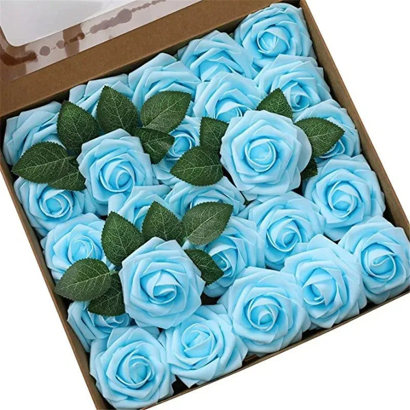 Rose Artificial Flowers 15/25/100pcs Foam Fake Roses Wedding Bouquets Centerpieces Mothers Day Valentines Gifts Party Decoration