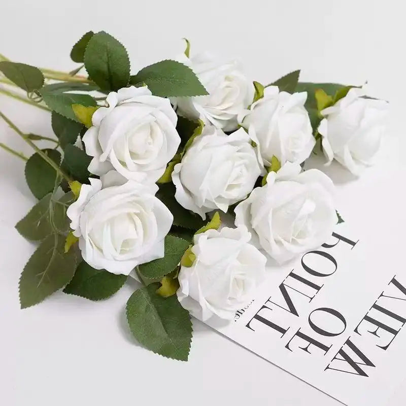 1~20pcs Artificial rose decoration Red rose Realistic artificial flowers Fake flowers Wedding dining table home decoration