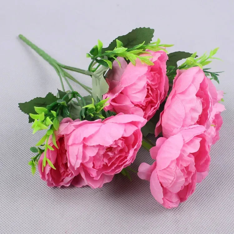6 Head Autumn Artificial Peony Flowers for Wedding Decoration with Flower Arrangements Home Decoration Room Wedding Photography
