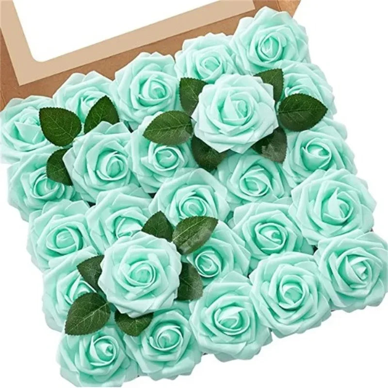 Rose Artificial Flowers 15/25/100pcs Foam Fake Roses Wedding Bouquets Centerpieces Mothers Day Valentines Gifts Party Decoration
