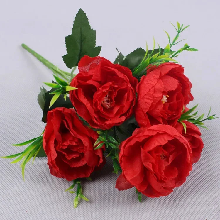 6 Head Autumn Artificial Peony Flowers for Wedding Decoration with Flower Arrangements Home Decoration Room Wedding Photography