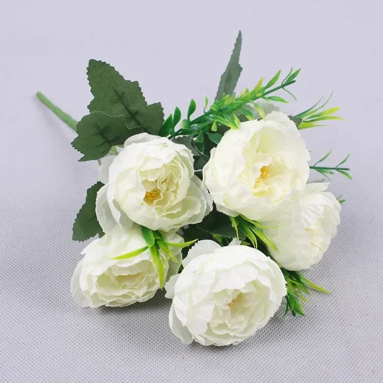 6 Head Autumn Artificial Peony Flowers for Wedding Decoration with Flower Arrangements Home Decoration Room Wedding Photography
