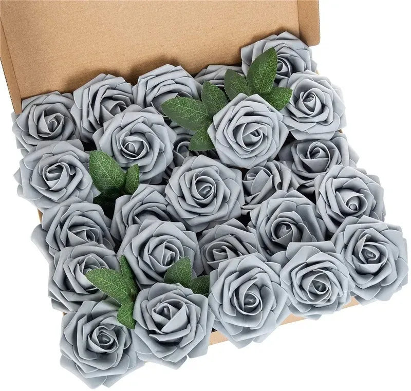 Rose Artificial Flowers 15/25/100pcs Foam Fake Roses Wedding Bouquets Centerpieces Mothers Day Valentines Gifts Party Decoration