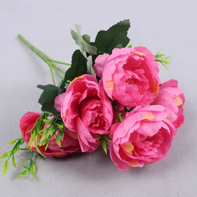 6 Head Autumn Artificial Peony Flowers for Wedding Decoration with Flower Arrangements Home Decoration Room Wedding Photography